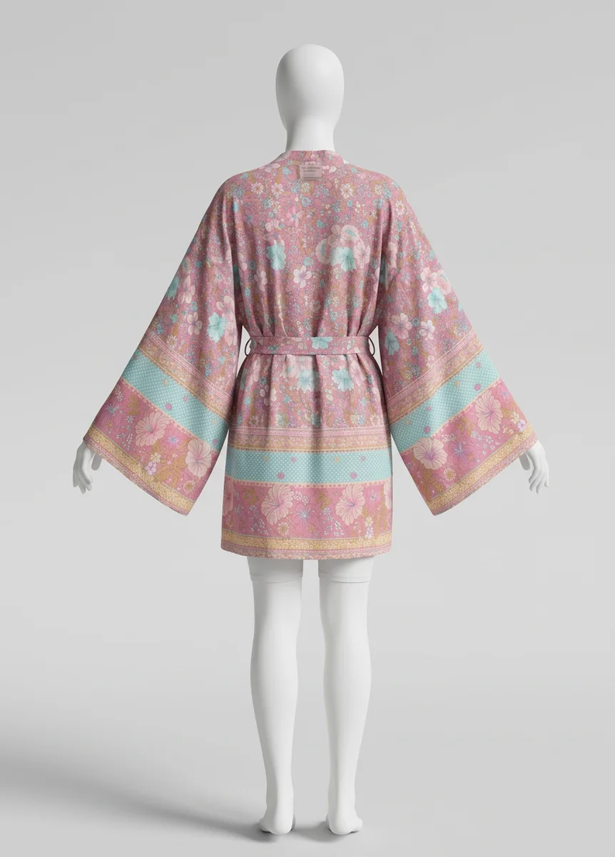 Kimono plage coton court aérien fluide femme - Vue 2 - Kimono Plage