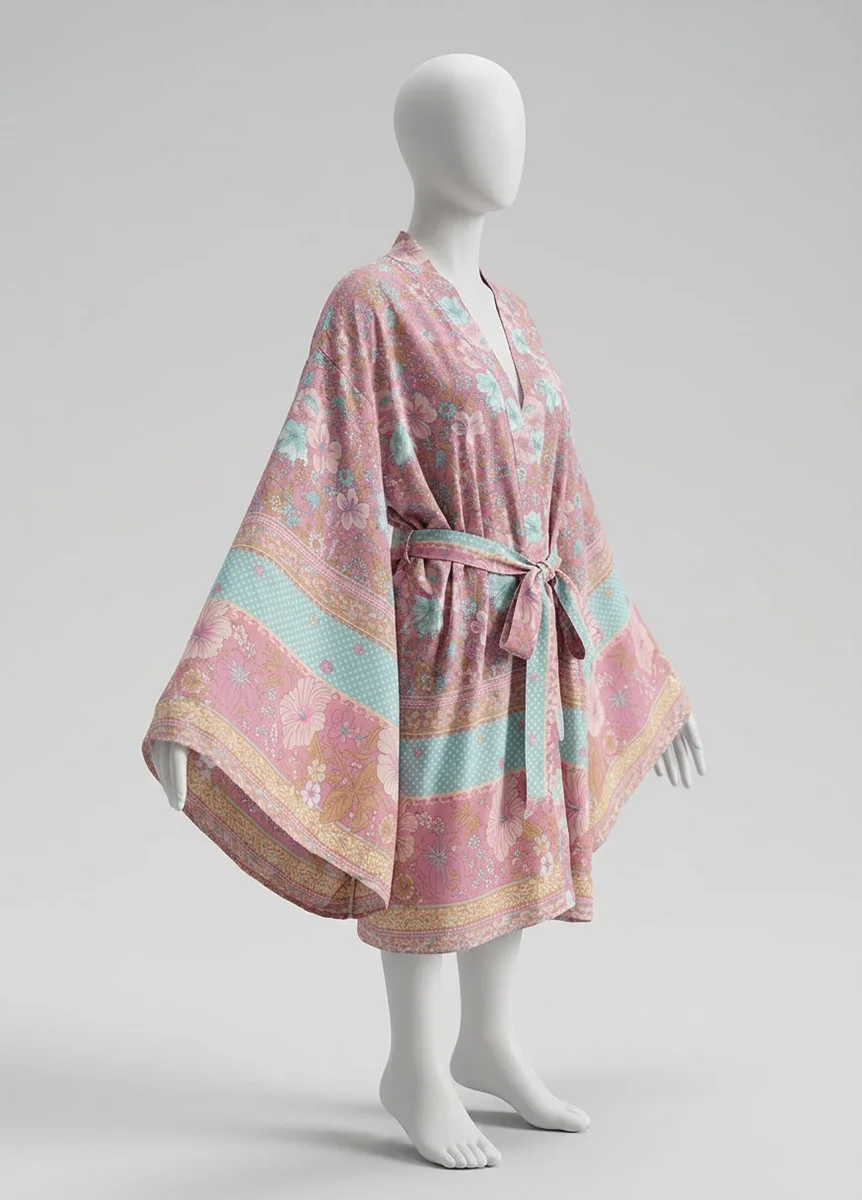 Kimono plage coton court aérien fluide femme - Vue 3 - Kimono Plage