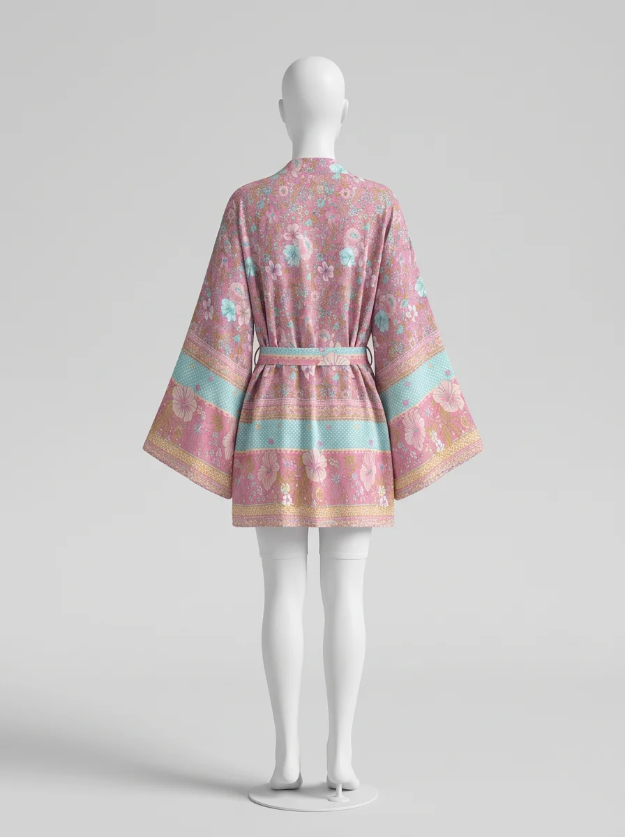 Kimono plage coton court aérien fluide femme - Vue 7 - Kimono Plage