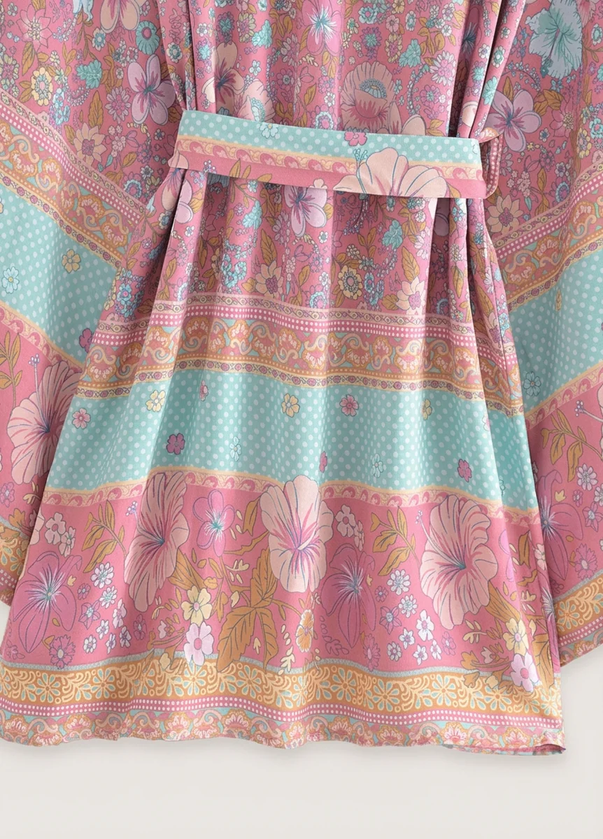 Kimono plage coton court aérien fluide femme - Vue 8 - Kimono Plage