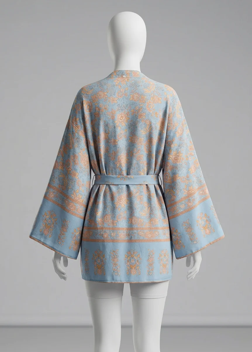 Kimono plage coton court femme bohème élégant - Vue 3 - Kimono Plage