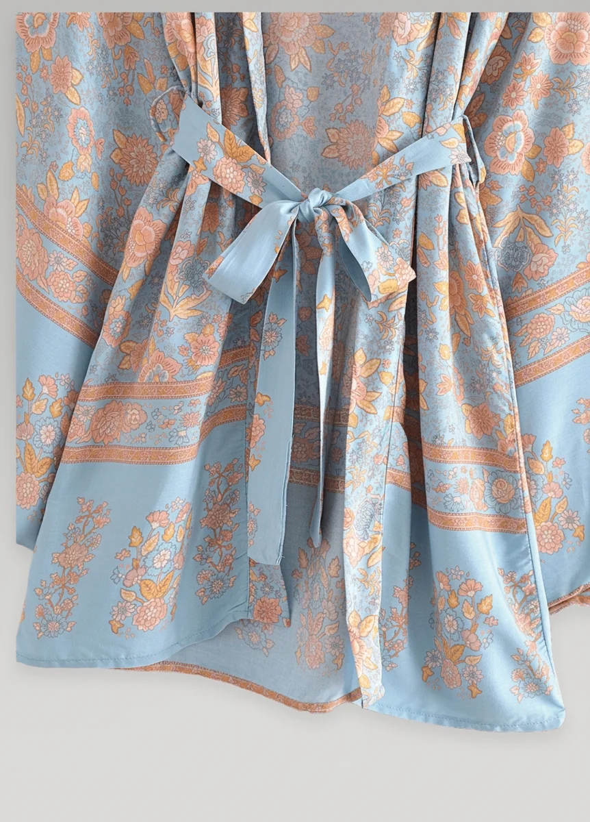 Kimono plage coton court femme bohème élégant - Vue 5 - Kimono Plage