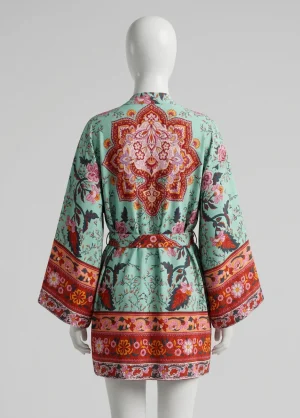 Kimono plage coton court fluide ceinture assortie femme - Vue 1 - Kimono Plage
