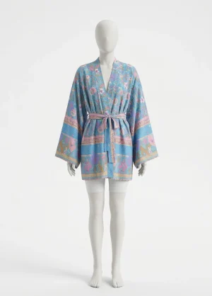 Kimono plage coton court imprimé floral fluide - Vue 1 - Kimono Plage