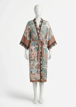 Kimono plage coton floral luxuriant femme élégant - Vue 1 - Kimono Plage