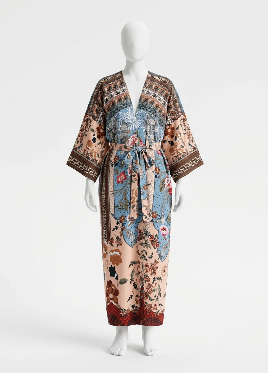 Kimono plage coton oversize bohème femme patchwork - Vue 1 - Kimono Plage