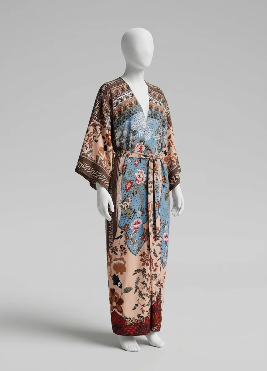 Kimono plage coton oversize bohème femme patchwork - Vue 3 - Kimono Plage