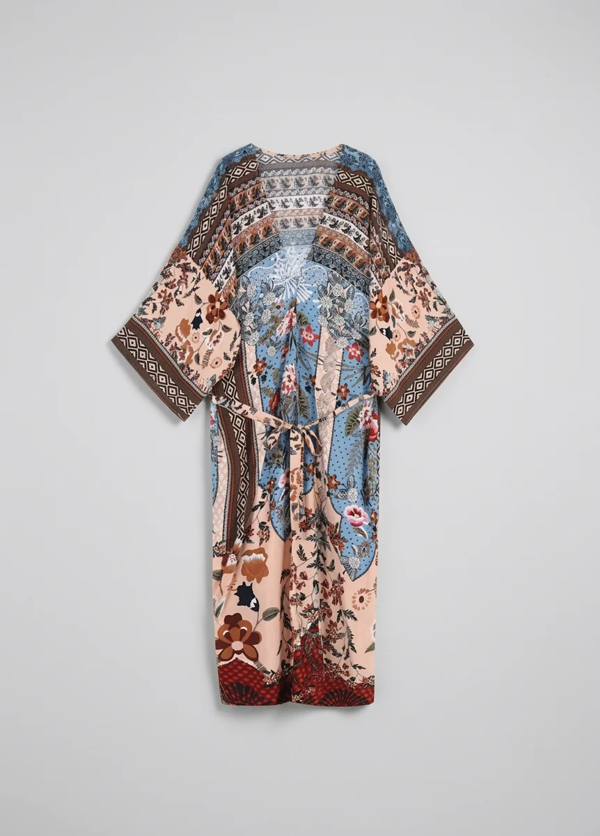 Kimono plage coton oversize bohème femme patchwork - Vue 5 - Kimono Plage