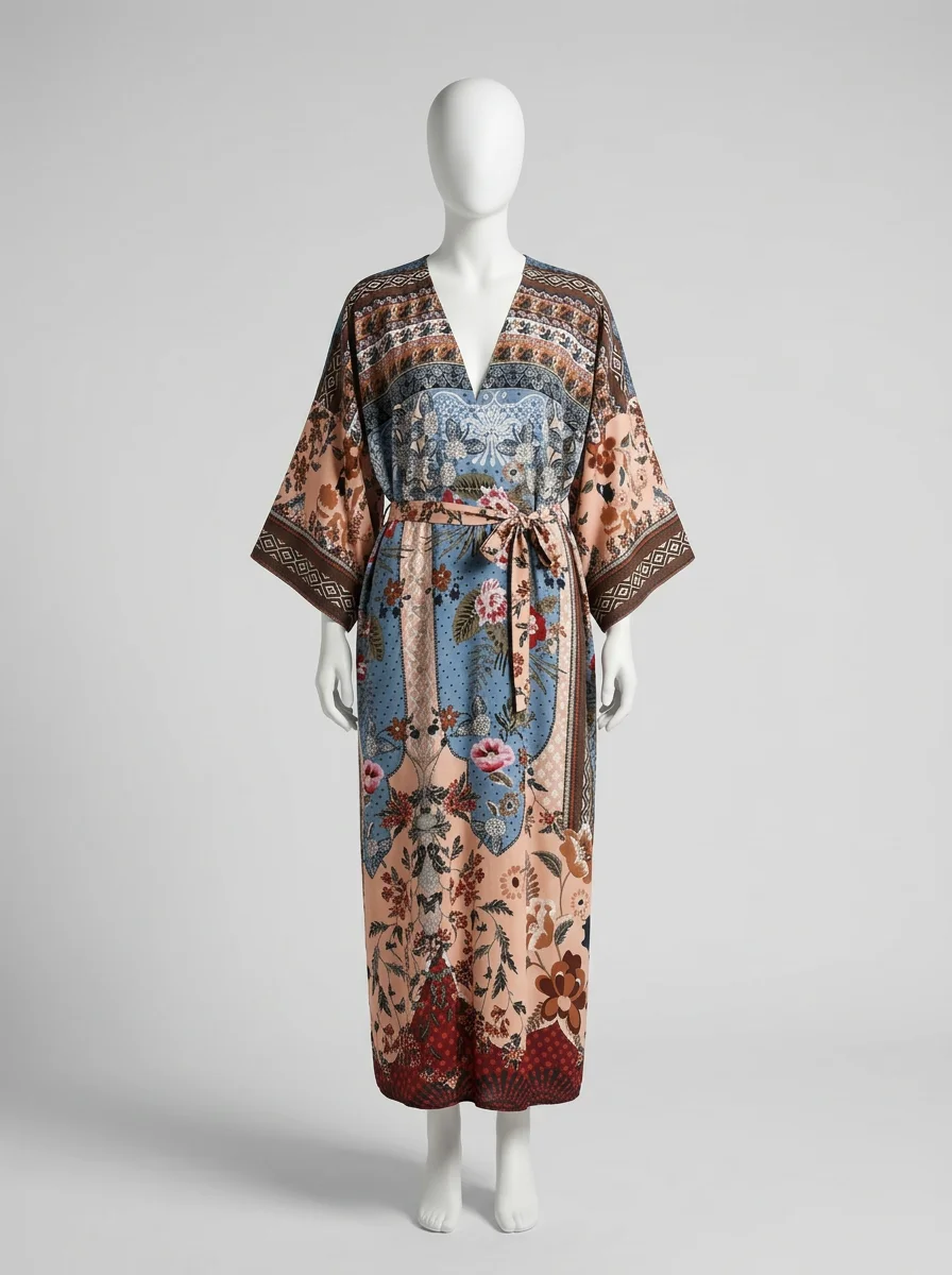 Kimono plage coton oversize bohème femme patchwork - Vue 6 - Kimono Plage