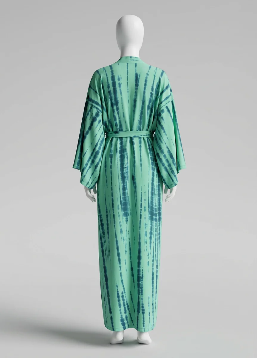 Kimono plage coton polyester long ample minimaliste - Vue 2 - Kimono Plage