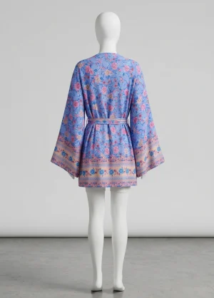 Kimono plage court polyester fleuri style japonais femme - Vue 1 - Kimono Plage
