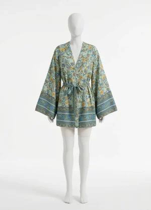 Kimono plage polyester court fluide floral femme élégant - Vue 1 - Kimono Plage