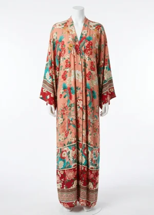 Kimono plage polyester floral fluide élégant - Vue 1 - Kimono Plage