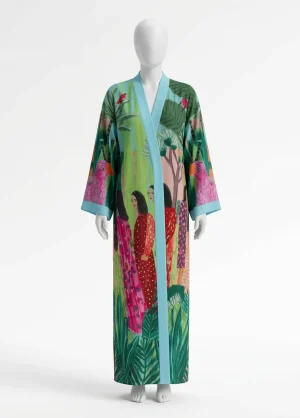 Kimono plage polyester long femme artistique fluide - Vue 1 - Kimono Plage