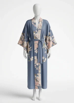Kimono plage polyester long satiné chic femme - Vue 1 - Kimono Plage