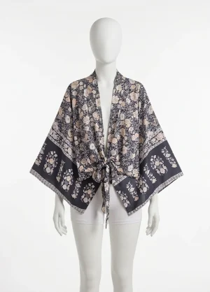 Kimono plage rayonne court imprimé fleuri femme - Vue 1 - Kimono Plage