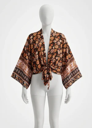 Kimono plage viscose court bohème fluide femme - Vue 1 - Kimono Plage