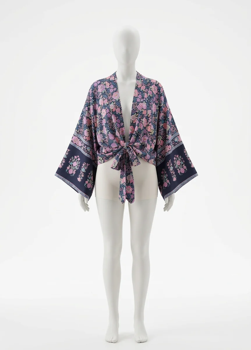 Kimono plage viscose court estival raffiné femme - Vue 1 - Kimono Plage