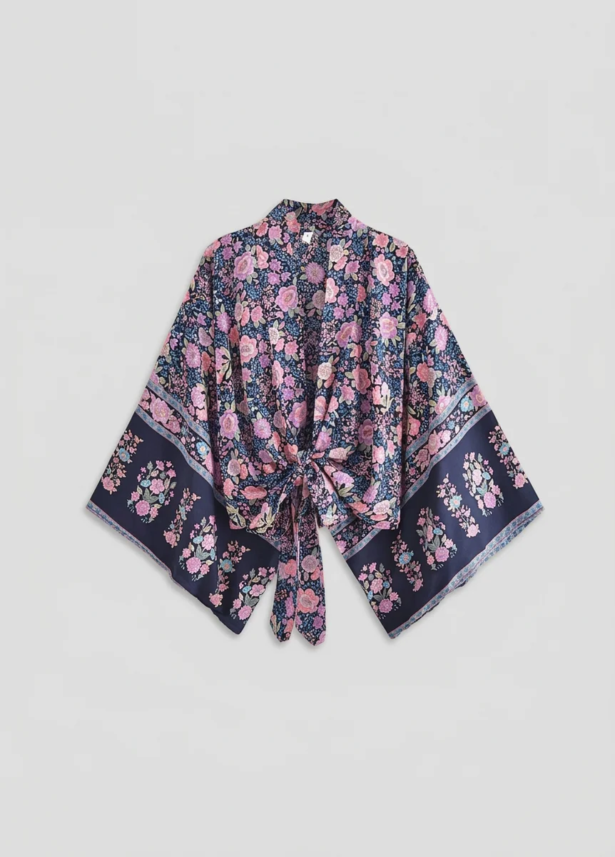 Kimono plage viscose court estival raffiné femme - Vue 4 - Kimono Plage