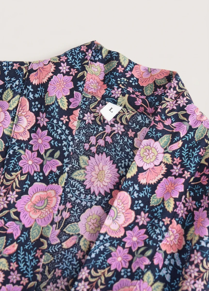 Kimono plage viscose court estival raffiné femme - Vue 5 - Kimono Plage