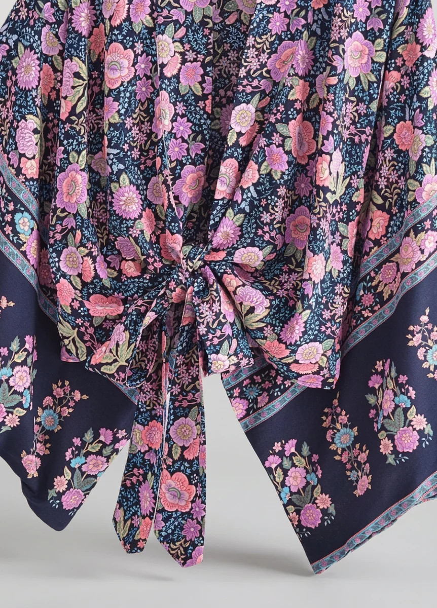 Kimono plage viscose court estival raffiné femme - Vue 6 - Kimono Plage