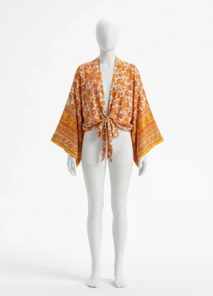 Kimono plage viscose court vacances bohème femme - Vue 1 - Kimono Plage